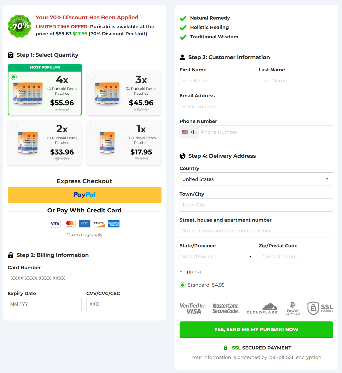 Purisaki Detox Vitamin Foot Patches checkout page